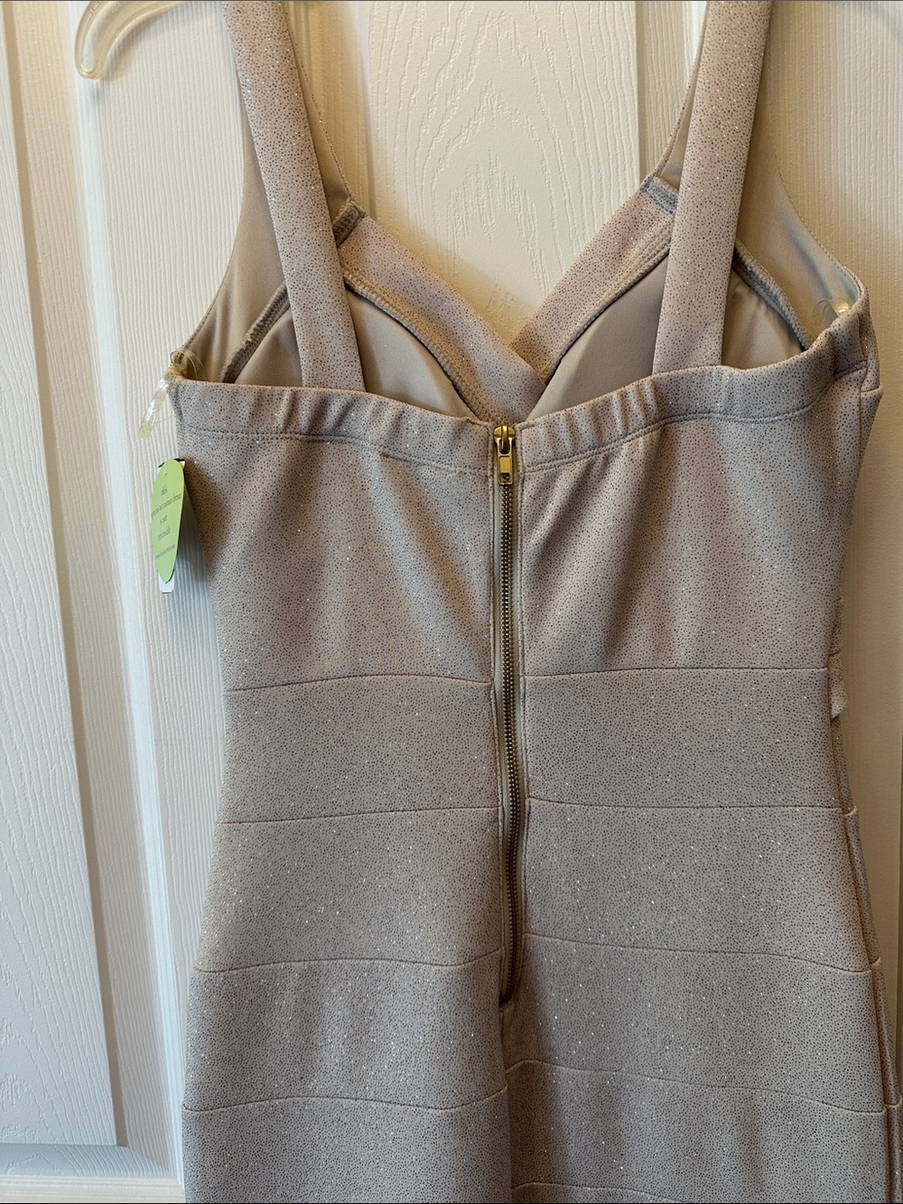 NEW Windsor Shimmery Taupe Maxi Dress with Crisscross Bodice - Picture 4 of 8
